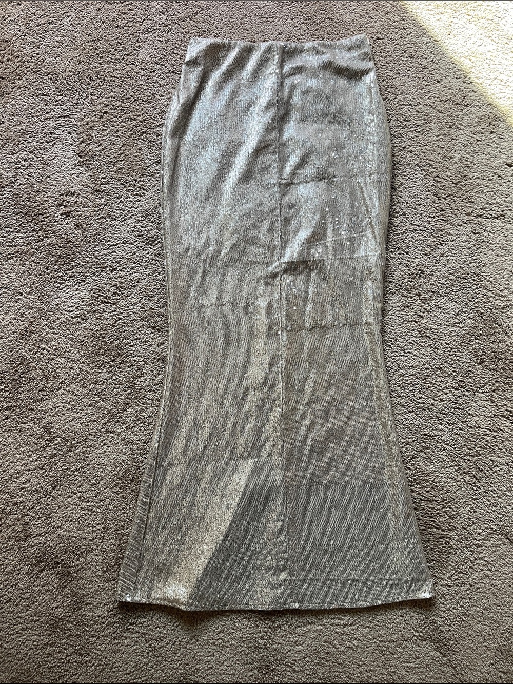 Line & Dot Silver Lurex Maxi Skirt